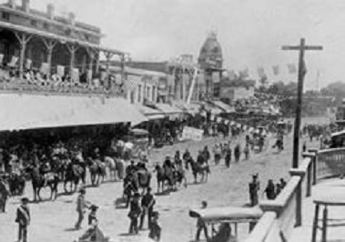 Historic image of the town of Visalia, California