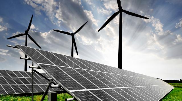 Solar panels and windmills