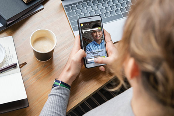A person on her mobile phone joining the ondemand interview