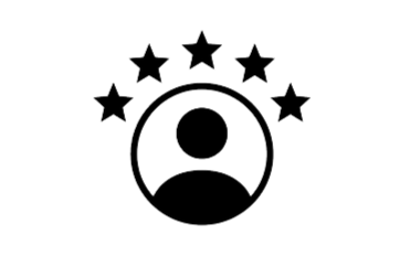 An icon with a figure and five stars