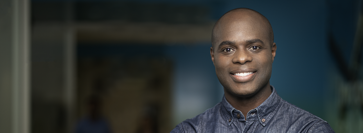 Profile shot of a professional man smiling