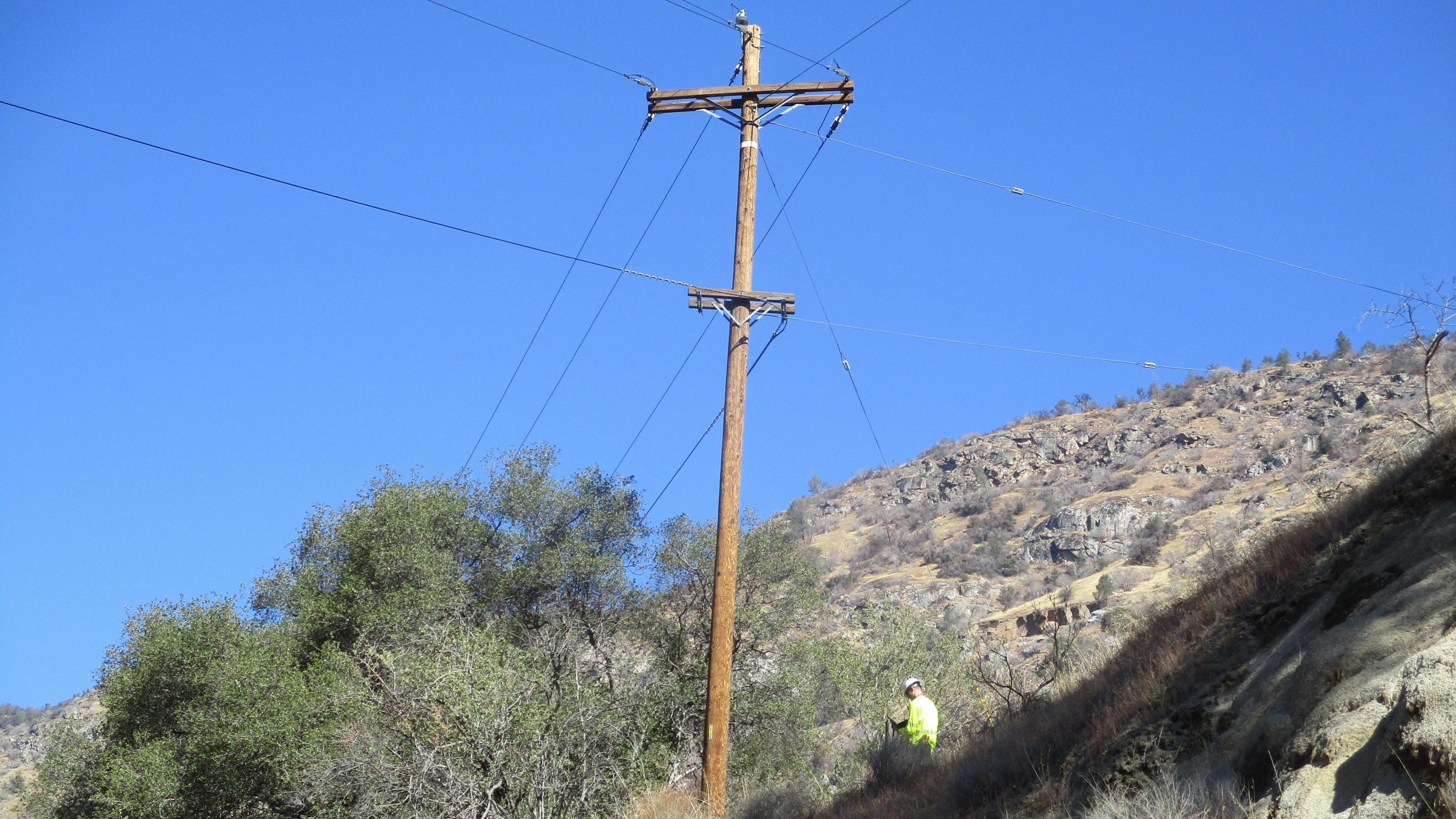 Image of energy poles with trasnformers.